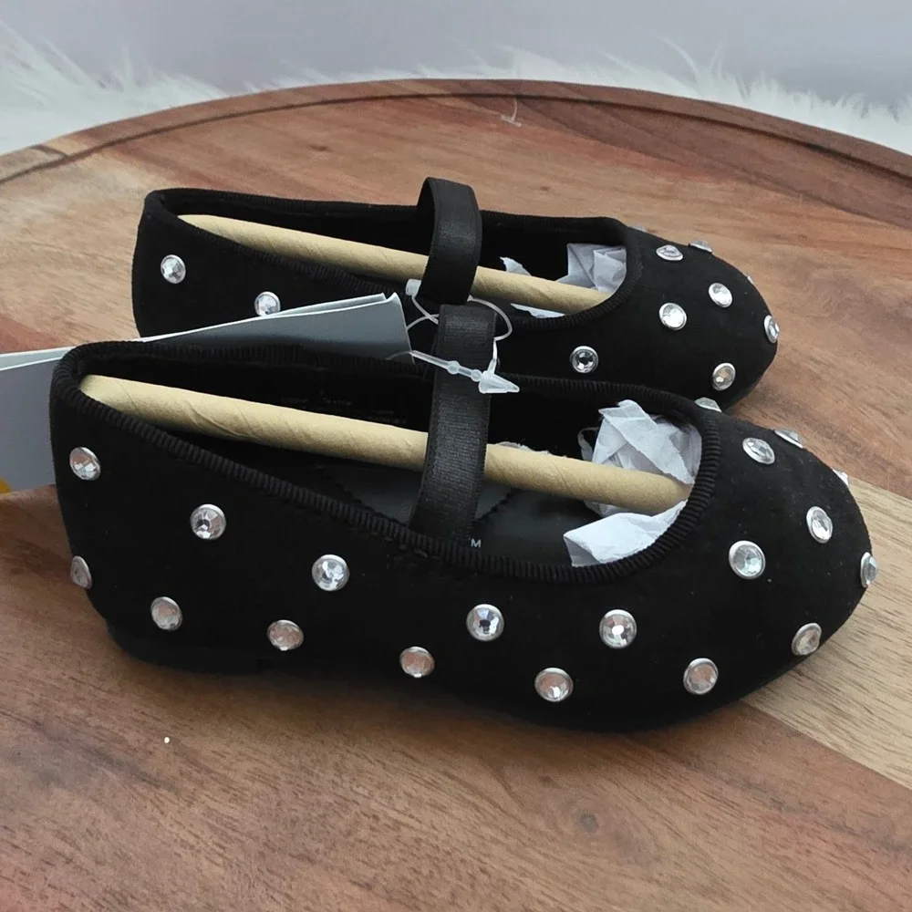 Cat & Jack Trina Mary Jane Toddler 5 Black NEW Rhinestone Memory Foam Shoes